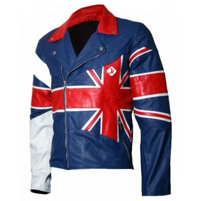 Mens union Jack Flag Biker Jacket