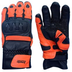 Motorbike Gloves Orange Black