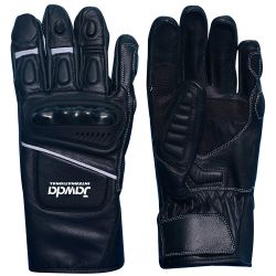 Black Cowhide Motorbike Gloves