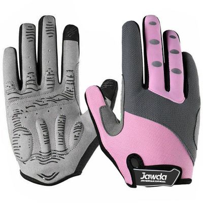 Pink Grey Cycling Gloves