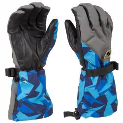 Ski Gloves Blue Geometric