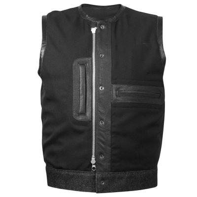 Stonewash Black Denim Motorbike Vest #4