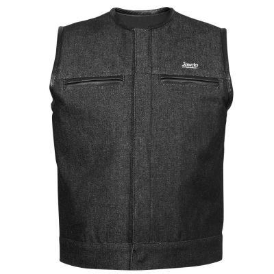 Black Denim Motorbike Vest 2 Pockets