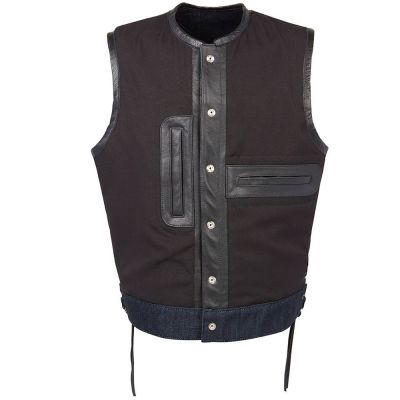 Denim Motorbike Vest Side Laces #3