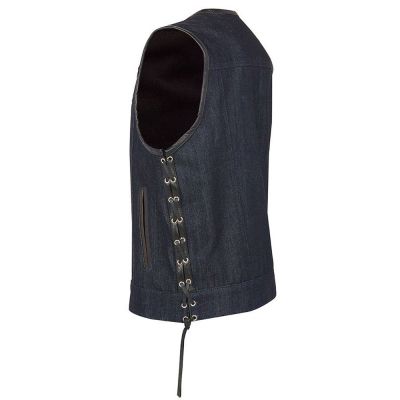 Denim Motorbike Vest Side Laces #4