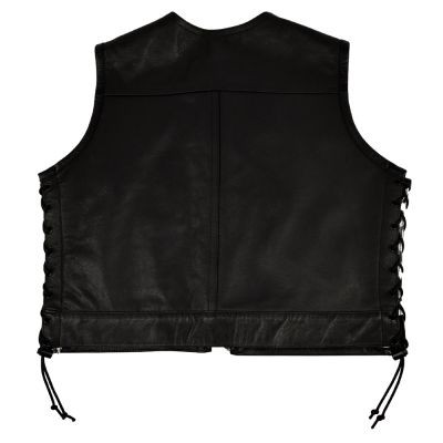 Motorbike Leather Vest Braided Sides #2