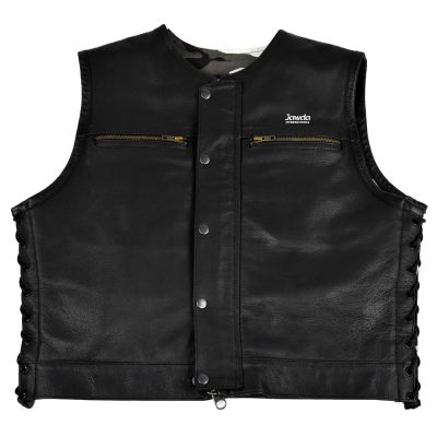 Motorbike Leather Vest Braided Sides