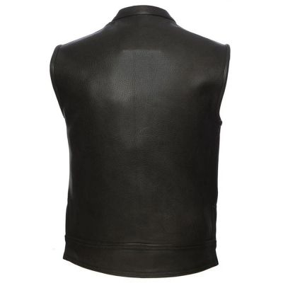 Black Top Grain Motorbike Leather Vest #2