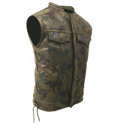 Camouflage Motorbike Leather Vest #3