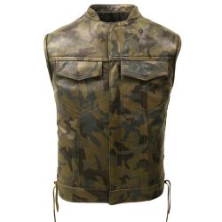Camouflage Motorbike Leather Vest