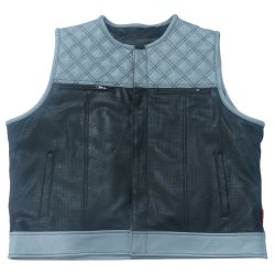 Black Blue Motorbike Leather Vest